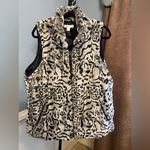 Black & Tan Faux Fur Animal Print Vest